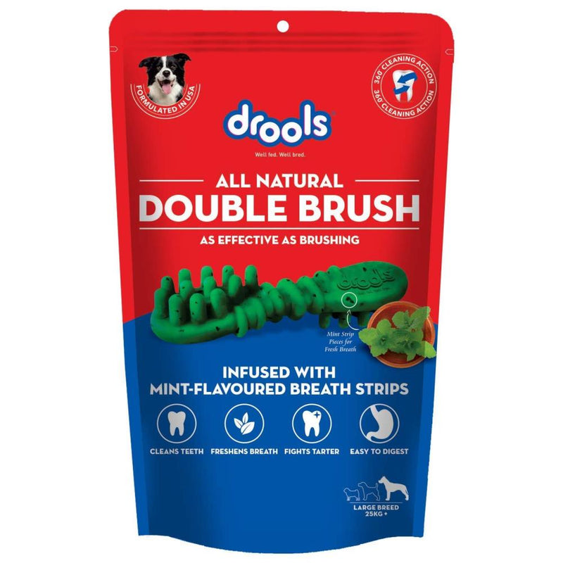 Drools Double Brush Dental Treat For Large Breed Dogs - 10 Pieces  330 G