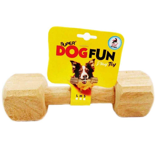 Super Dog Fun Play Toy Wooden Dumbbell Large