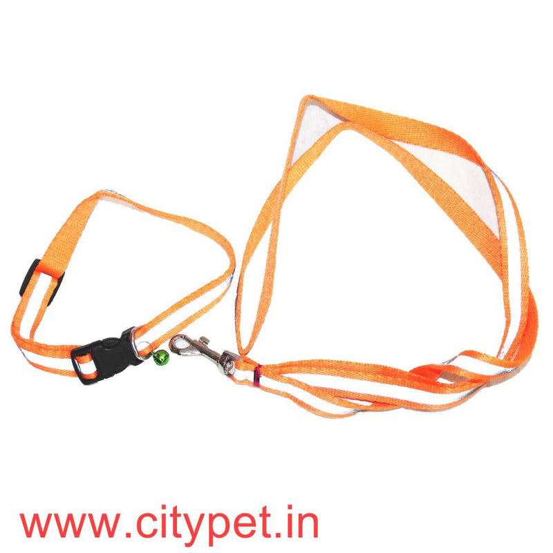 Shiny Reflective Leash Adjustable Collar Set with bell- Small 1