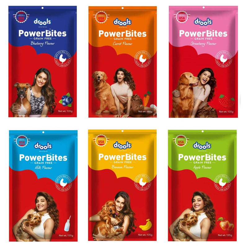 Drools Power bites Dog Treat 135g - 6  Flavour Combo Pack