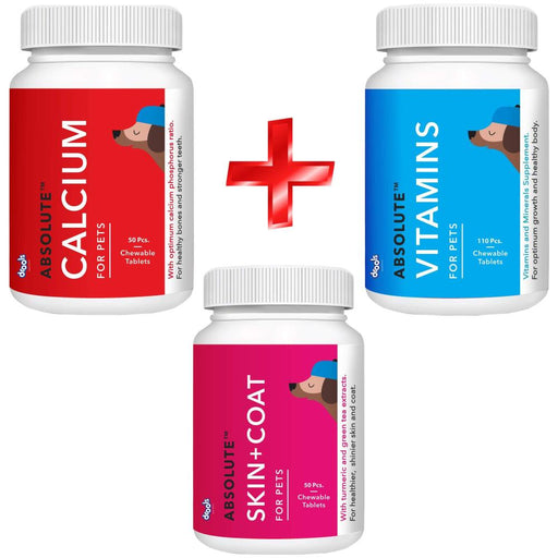 Drools Absolute Combo Pack ( Vitamin 50 Tab + Calcium 50 Tab + Skin+Coat 50 tab)