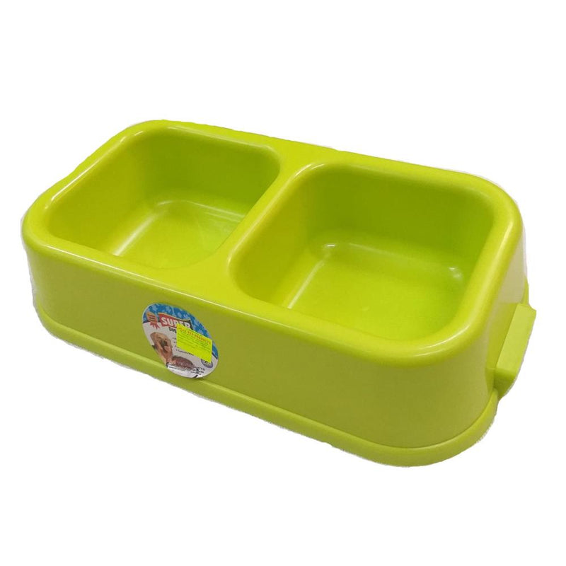 SuperDog Premium Double Square Dog Bowl- Large 2