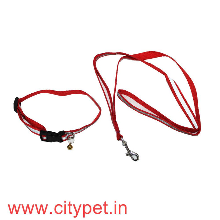 Shiny Reflective Leash Adjustable Collar Set with bell- Small 3