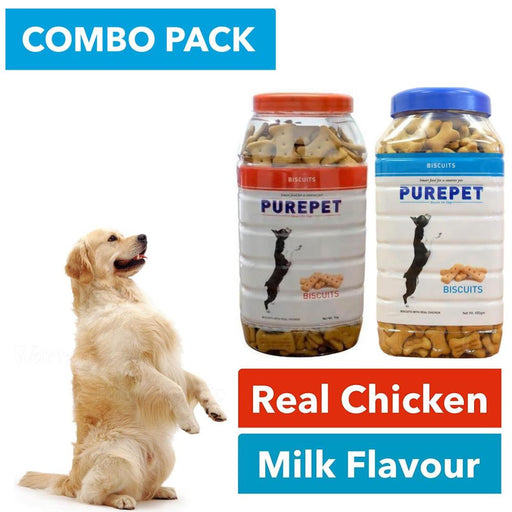 Purepet Biscuit Real -Chicken Flavour 455 g + Purepet Biscuit Milk Flavour 455 g Combo Pack